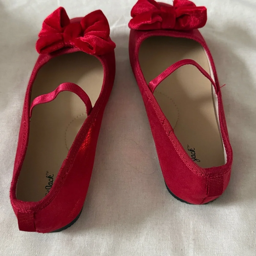 Cat & Jack 2 Pairs Red Shoes Slides Ballet Flats 11 12 - Picture 6 of 7
